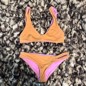 Reversible Honey and Electric Lilac Bikini Set